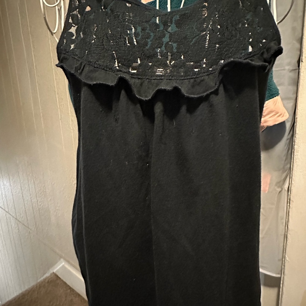 Y2K Gilly Hicks Blue Lace & Ruffle Tank Top